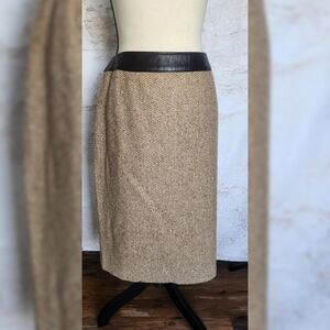 Lafayette 148 New York Tan and Black Pencil Skirt